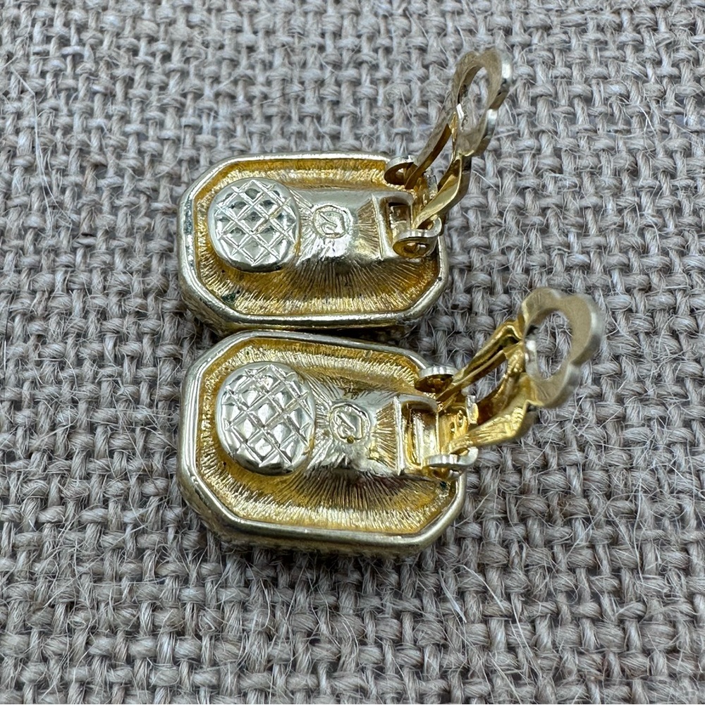 Swarovski Signed Rectangle Clear Crystal Clip On … - image 5